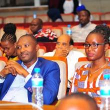 EIFL Open Access Coordinator for Tanzania, Paul Muneja, left, and colleagues at the STICE2023 Conference organized by the Tanzania Commission for Science and Technology (COSTECH) with assistance from the Ministry of Education