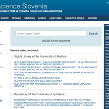 Screenshot of home page Open Science Slovenia website.