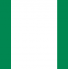 flag of Nigeria - 3 vertical bands, green, white, green. 
