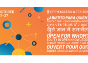 OA Week 2019 poster advertising the theme, Open for whom?