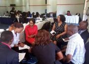 Zambian librarians engaging in group discussion at an EIFL-LIAZ workshop in Lusaka in October 2019.