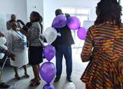 Kenya National Library Service trainers do an exercise with balloons during leadership training in May 2018. 