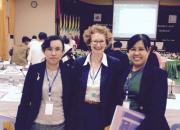 EIFL-IP Manager Teresa Hackett, centre, with Daw Myat Sann Nyein, EIFL coordinator in Yangon, left, and Dr Kay Thi Htwe, Director, National Library Nay Pyi Taw, Myanmar. 