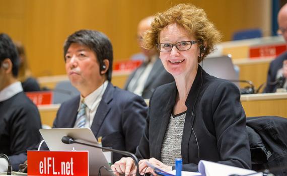Photo of EIFL delegate at SCCR/31 Photo of Teresa Hackett, EIFL Copyright and Libraries Programme Manager at SCCR/31.