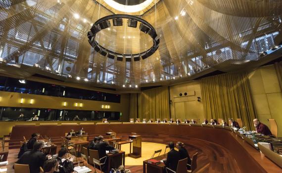 The European Court of Justice in Luxembourg. Inside the European Court of Justice - one of the courts where judgements are given.