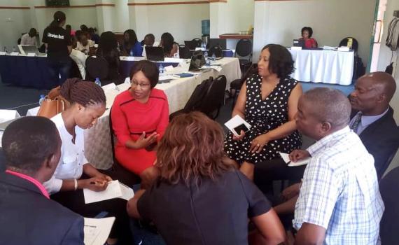 Zambian librarians engaging in group discussion at an EIFL-LIAZ workshop in Lusaka in October 2019.