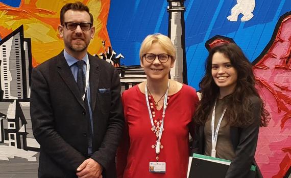 Members of the DC-PAL at the IGF2019 in Berlin, Germany. From left, Stuart Hamilton, Ramune Petuchovaite and Valensiya Dresvyannikova.