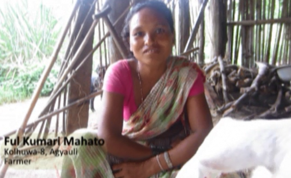Ful Kumari Mahato, vegetable farmer A vegetable farmer in her house.