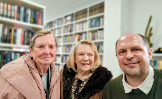 Left to right: Aldona Zilinskas, a patron of the Lithuanian Audiosensory Library at the Grigorijus Kanovicius Public Library with Audrone Surosas-Sulkaite and Linas Tatarūnas, Chief Librarian, Rukla Branch. Photo by Linas Tatarūnas.