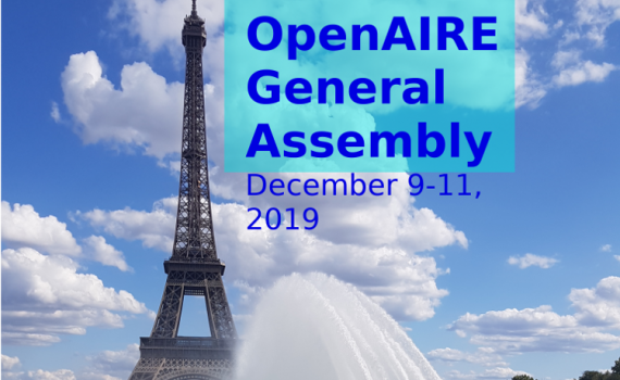 Logo of the OpenAIRE General Assembly showing a view of Paris and the Eiffel Tower.