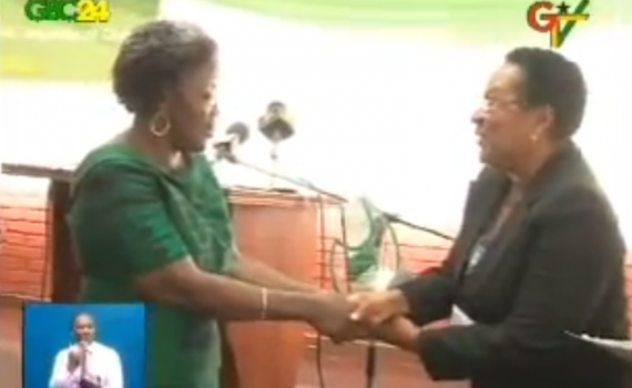 Helena Asamoah Hassan (right), past member of the EIFL Advisory Board and former Chairperson of CARLIGH shaking hands with the Second Lady of Ghana (left) at the Consortium of Academic and Research Libraries in Ghana (CARLIGH) first international conference. Helena Asamoah Hassan (right), former member of the EIFL Advisory Board and former Chairperson of CARLIGH shaking hands with the Second Lady of Ghana (left) at the Consortium of Academic and Research Libraries in Ghana (CARLIGH) first conference.